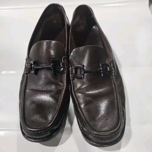 Salvatore Ferragamo Men's Brwon Moccasin Gancini Buckle Loafers Size 11 D US